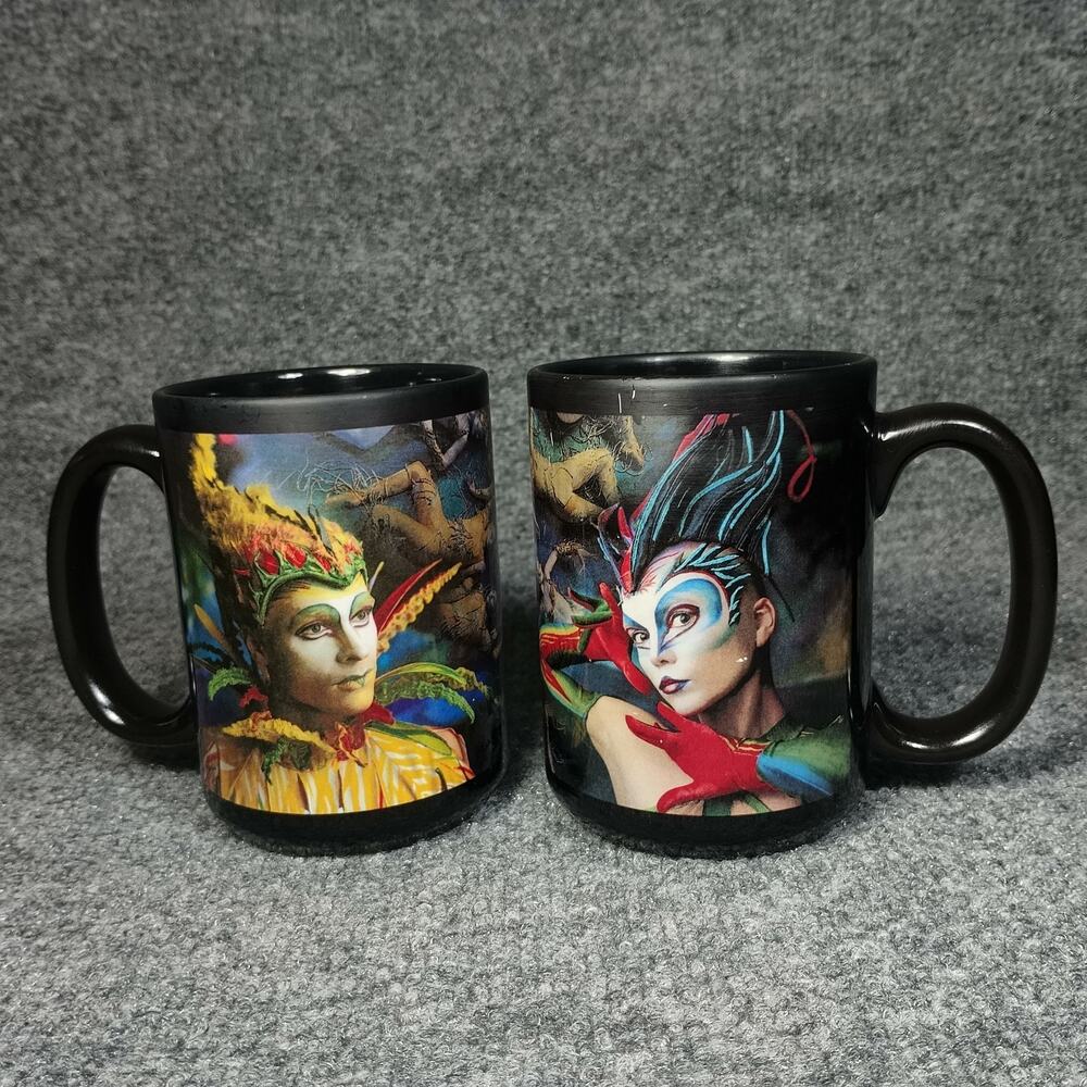 Cirque Du Soleil Coffee Mug Set Black Theater Show Art Cups Varekai